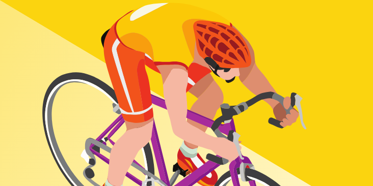 Un cycliste sur un fond jaune