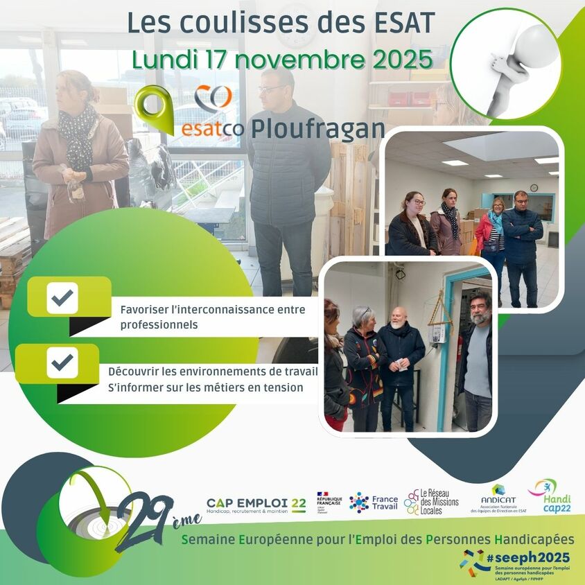 Affiche avec des photos du public présent lors de la visite