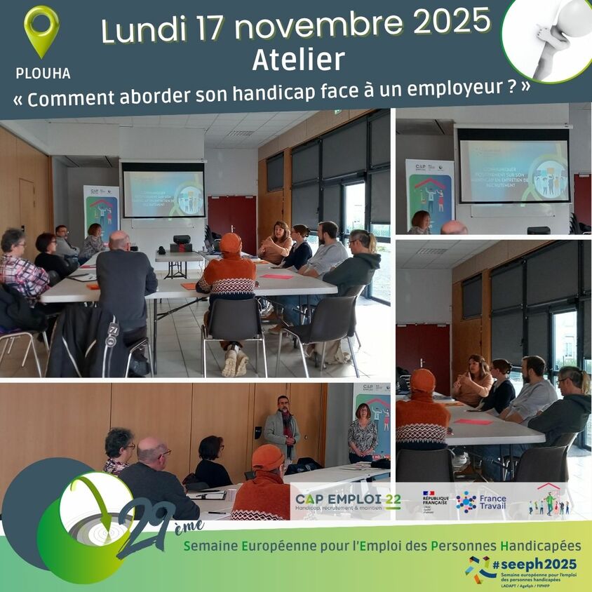 Affiche avec des photos du public présent lors de l'atelier à Plouha 10 personnes étaient présentes